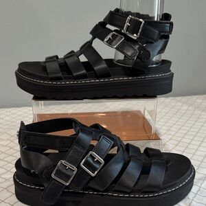 NYC Black Multi-Strap Sandals